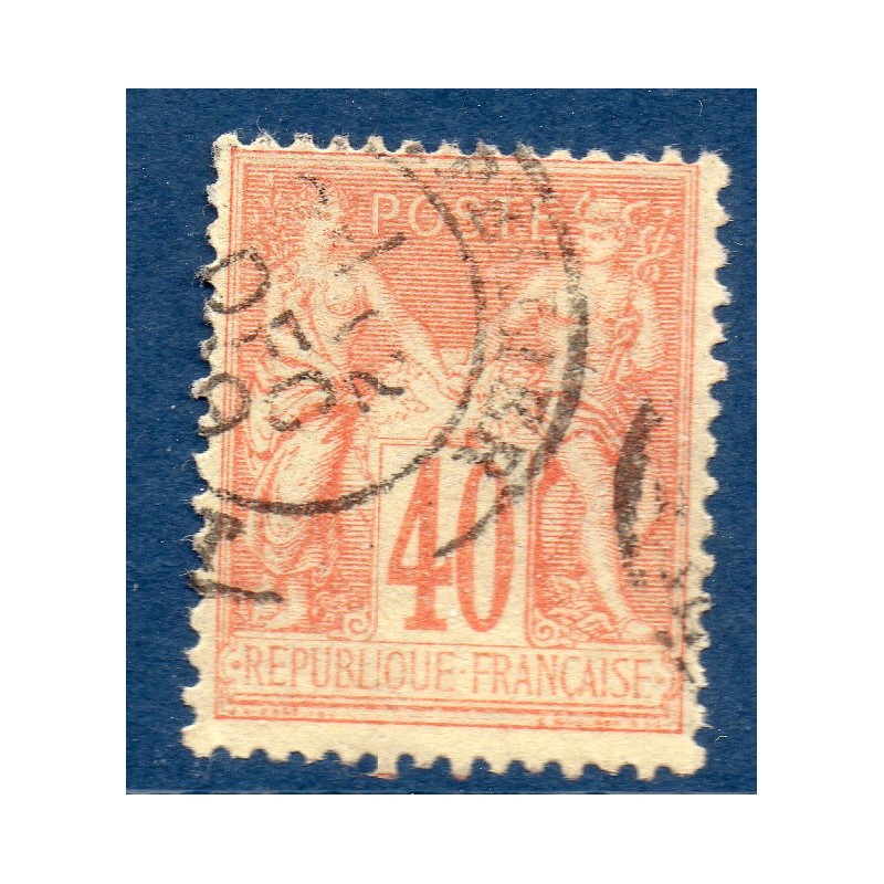 Timbre France Yvert No 94f Type II Sage 40c orange pâle Oblitéré