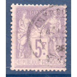 Timbre France Yvert No 95 Type II Sage 5fr violet s. lilas Oblitéré