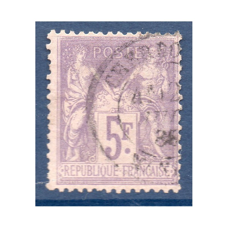 Timbre France Yvert No 95 Type II Sage 5fr violet s. lilas Oblitéré