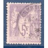 Timbre France Yvert No 95 Type II Sage 5fr violet s. lilas Oblitéré