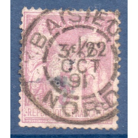 Timbre France Yvert No 95a Type II Sage 5fr lilas-rose s. lilas pâle Oblitéré