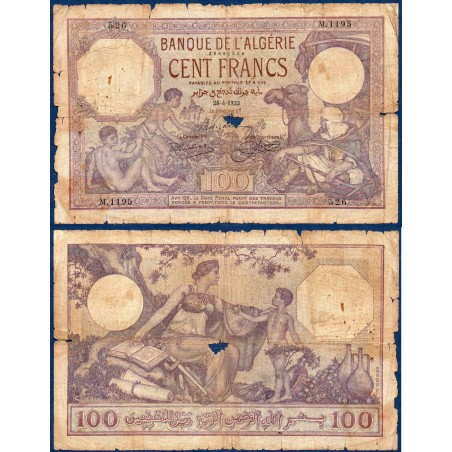 Algérie P.81b, AB, Billet de 100 Francs 28.4.1933 enfants