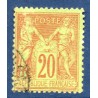 Timbre France Yvert No 96 Type II Sage 20c brique s. vert Oblitéré