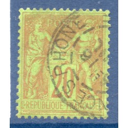 Timbre France Yvert No 96a Type II Sage 20c garance s. vert Oblitéré