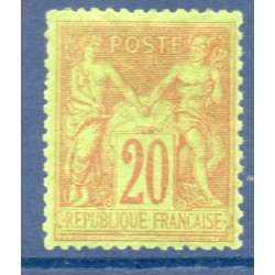 Timbre France Yvert No 96a Type II Sage 20c garance s. vert Neuf * sur charnière