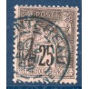 Timbre France Yvert No 97 Type II Sage 25c noir s. rose Oblitéré CaD bleu