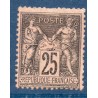 Timbre France Yvert No 97 Type II Sage 25c noir s. rose Neuf * sur charnière