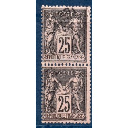 Timbre France Yvert Paire No 97 Type II Sage 25c noir s. rose Oblitéré