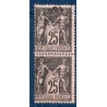 Timbre France Yvert Paire No 97 Type II Sage 25c noir s. rose Oblitéré