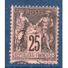 Timbre France Yvert No 97a Type II Sage 25c noir s. rose foncé Oblitéré