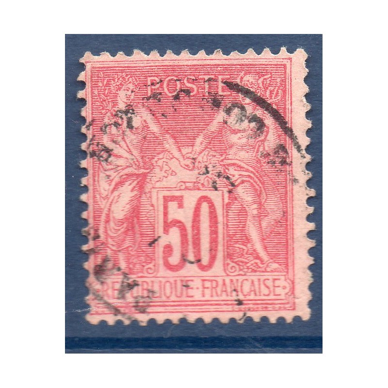 Timbre France Yvert No 98 Type II Sage 50c rose Oblitéré