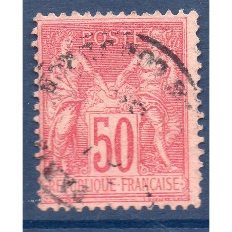 Timbre France Yvert No 98 Type II Sage 50c rose Oblitéré