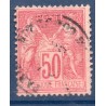 Timbre France Yvert No 98 Type II Sage 50c rose Oblitéré