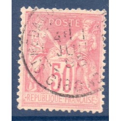 Timbre France Yvert No 98a Type II Sage 50c rose pâle Oblitéré