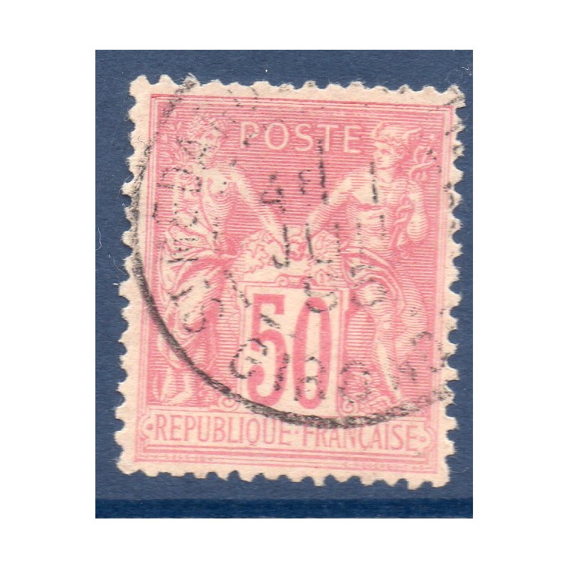 Timbre France Yvert No 98a Type II Sage 50c rose pâle Oblitéré