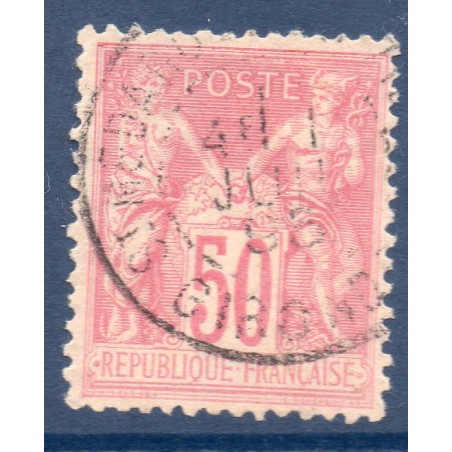 Timbre France Yvert No 98a Type II Sage 50c rose pâle Oblitéré