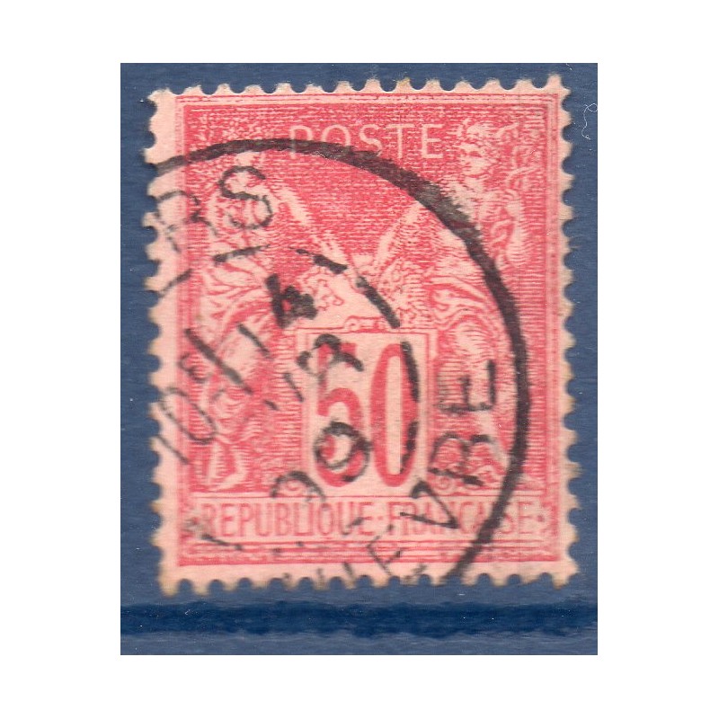 Timbre France Yvert No 98c Type II Sage 50c rose vif Oblitéré