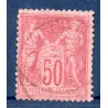 Timbre France Yvert No 98b Type II Sage 50c rose s. rose Oblitéré