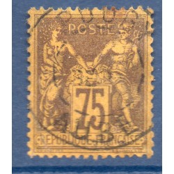 Timbre France Yvert No 99 Type II Sage 75c violet s. orange Oblitéré