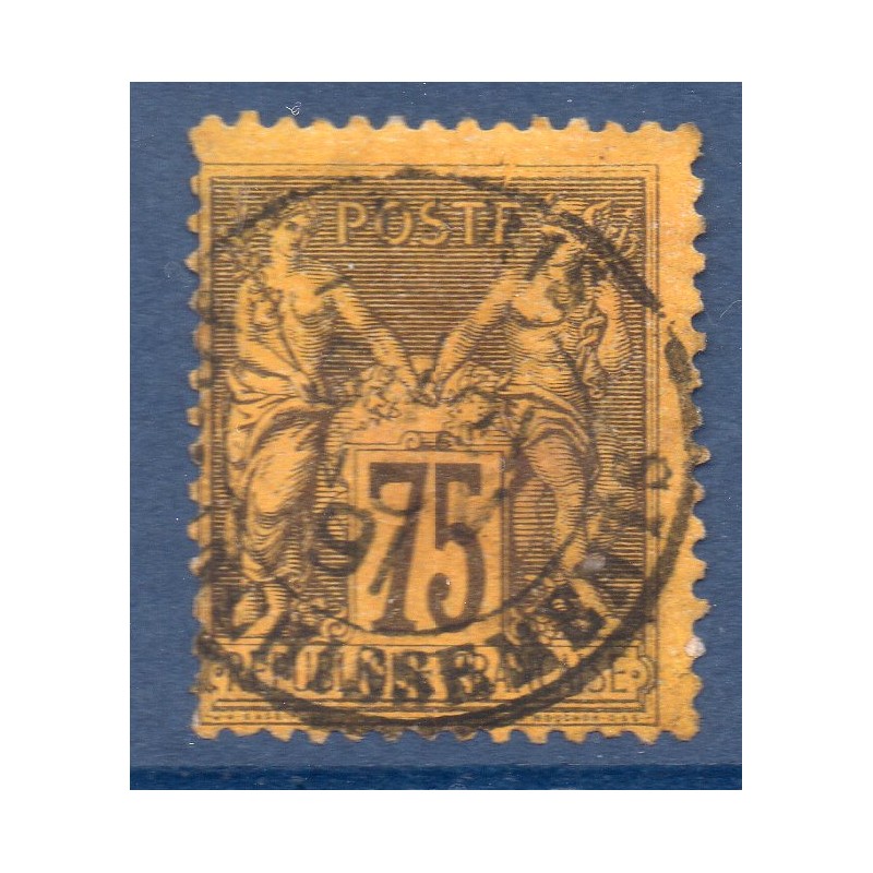 Timbre France Yvert No 99a Type II Sage 75c violet s. jaune Oblitéré