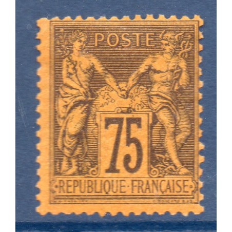 Timbre France Yvert No 99a Type II Sage 75c violet s. jaune Neuf * sur charnière