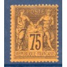 Timbre France Yvert No 99a Type II Sage 75c violet s. jaune Neuf * sur charnière