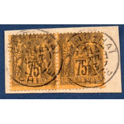 Timbre France Yvert Paire No 99a Type II Sage 75c violet s. jaune Oblitéré