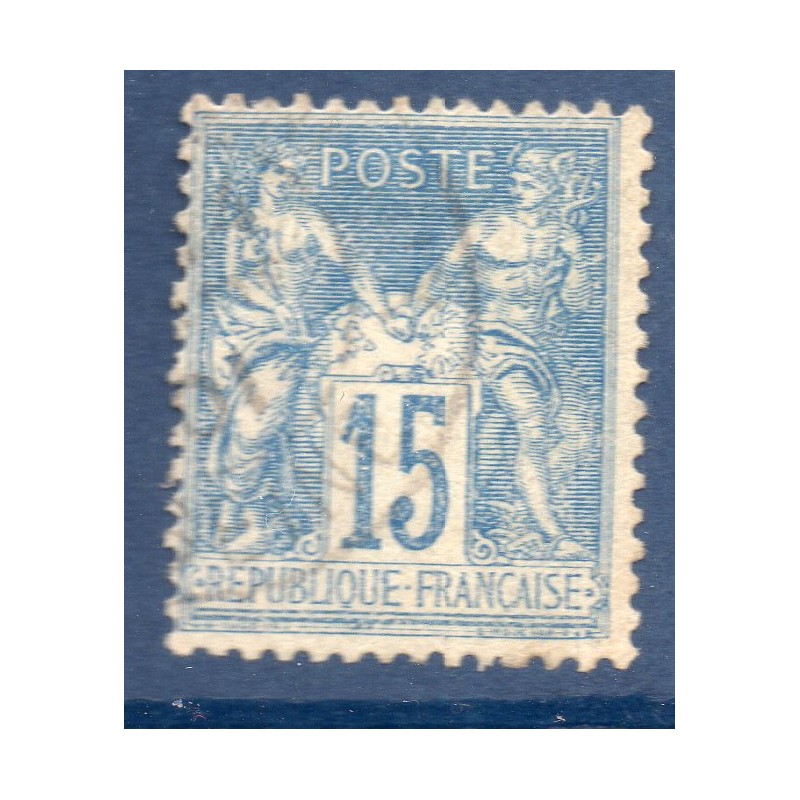 Timbre France Yvert No 101 Type II Sage 15c bleu Oblitéré