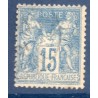 Timbre France Yvert No 101 Type II Sage 15c bleu Oblitéré