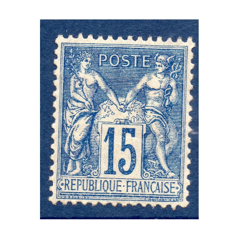 Timbre France Yvert No 101a Type II Sage 15c bleu foncé Neuf * sur charnière