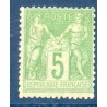 Timbre France Yvert No 102 Type I Sage 5c vert-jaune Neuf * sur charnière