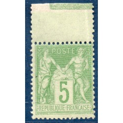 Timbre France Yvert No 102 Type I Sage 5c vert-jaune Neuf ** sans trace de charnière