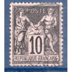 Timbre France Yvert No 103 Type I Sage 10c noir s. lilas Oblitéré