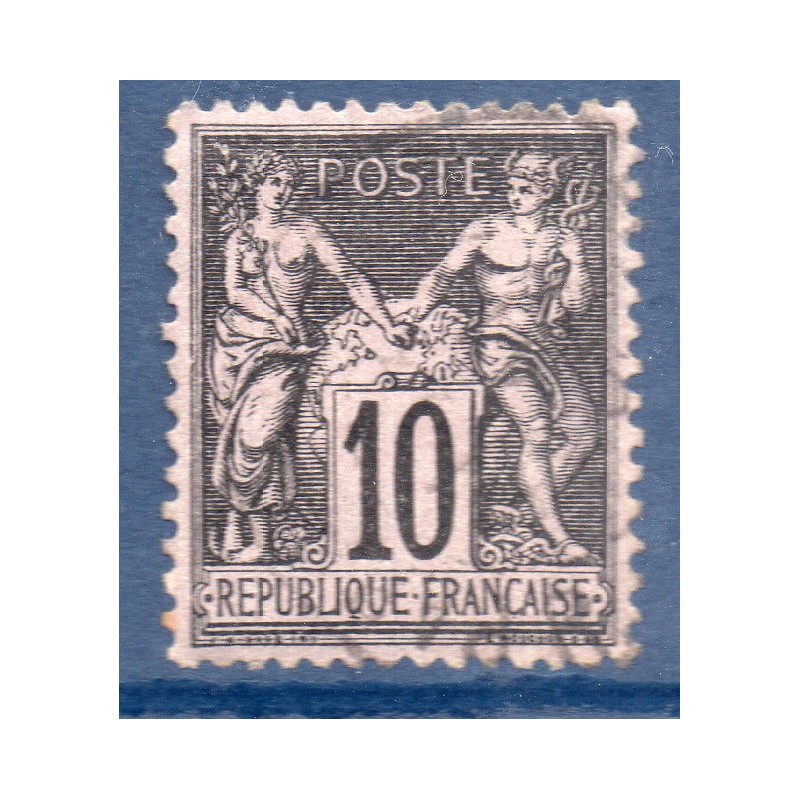 Timbre France Yvert No 103 Type I Sage 10c noir s. lilas Oblitéré