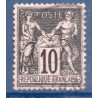 Timbre France Yvert No 103 Type I Sage 10c noir s. lilas Oblitéré