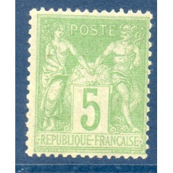 Timbre France Yvert No 102b Type I Sage 5c vert jaune pâle Neuf ** sans trace de charnière