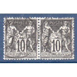 Timbre France Yvert Paire No 103 Type I Sage 10c noir s. lilas Oblitéré