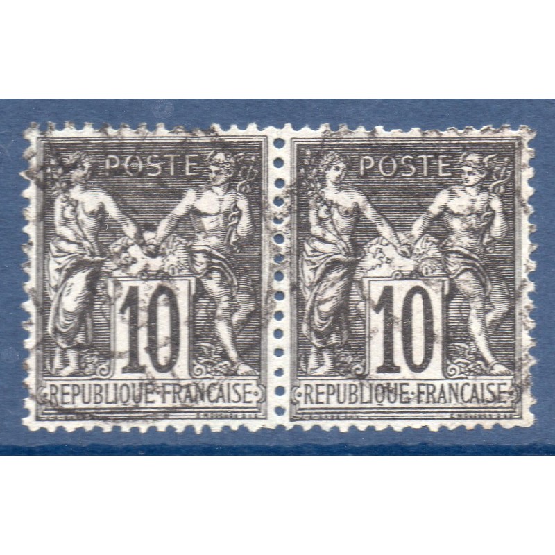 Timbre France Yvert Paire No 103 Type I Sage 10c noir s. lilas Oblitéré