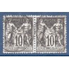 Timbre France Yvert Paire No 103 Type I Sage 10c noir s. lilas Oblitéré