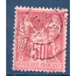 Timbre France Yvert No 104 Type I Sage 50c rose Oblitéré