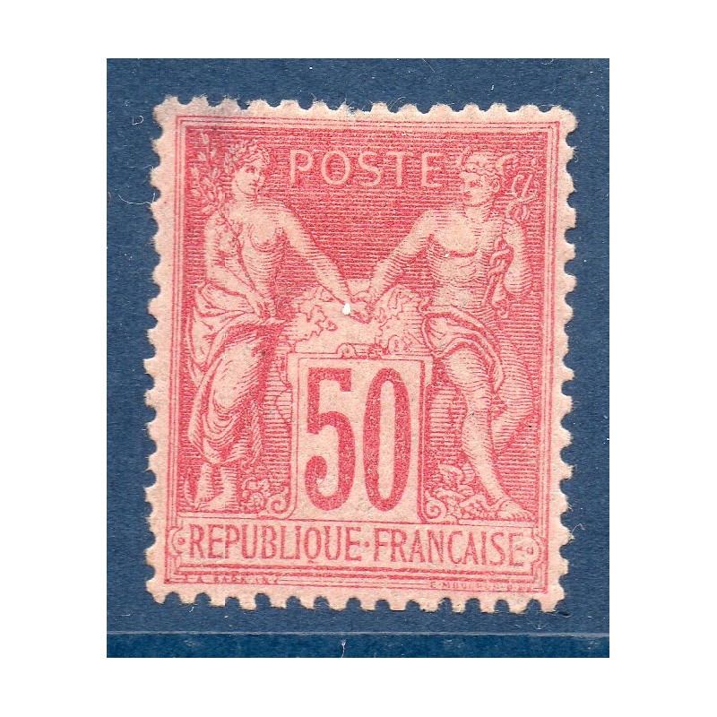 Timbre France Yvert No 104 Type I Sage 50c rose Neuf * sur charnière