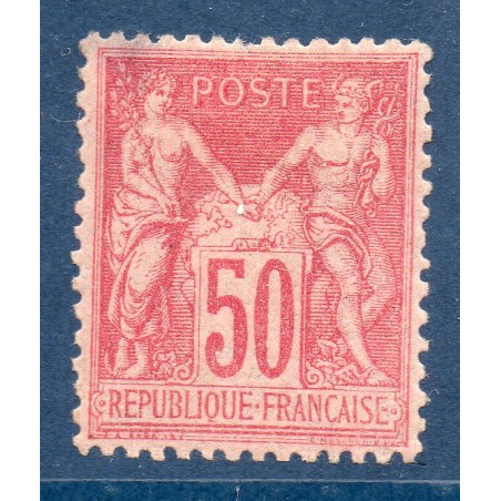 Timbre France Yvert No 104 Type I Sage 50c rose Neuf * sur charnière