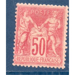 Timbre France Yvert No 104 Type I Sage 50c rose Neuf * sur charnière