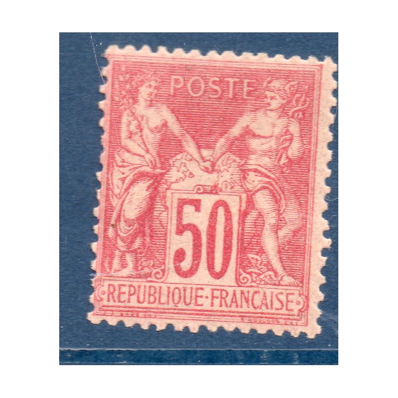 Timbre France Yvert No 104 Type I Sage 50c rose Neuf * sur charnière