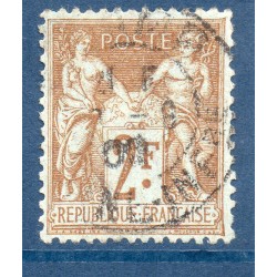 Timbre France Yvert No 105 Type I Sage 2fr bistre s. azuré Oblitéré