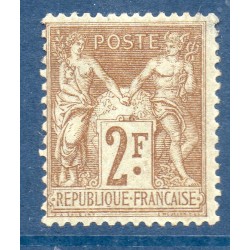 Timbre France Yvert No 105 Type I Sage 2fr bistre s. azuré Neuf * sur charnière