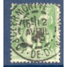 Timbre France Yvert No 106 Type II Sage 5c vert-jaune Oblitéré