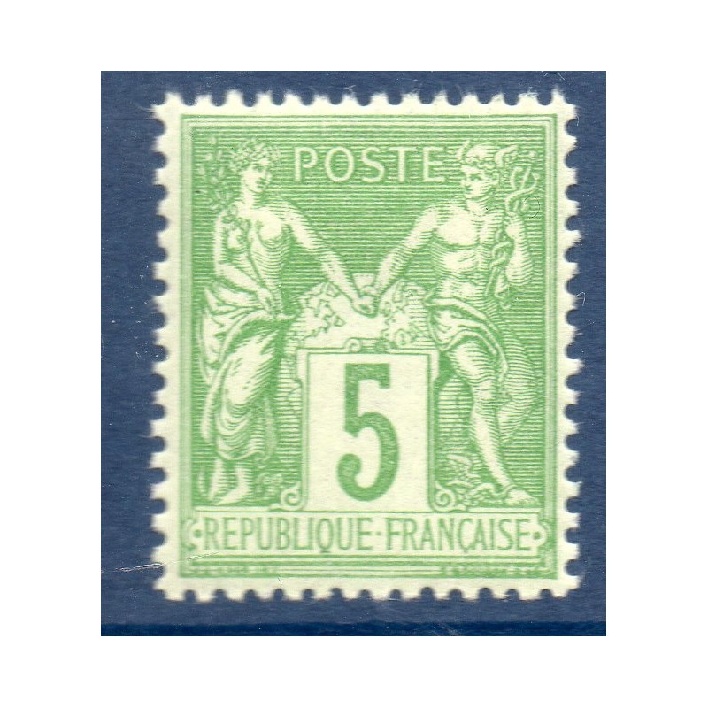 Timbre France Yvert No 106 Type II Sage 5c vert-jaune Neuf * sur charnière