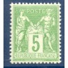 Timbre France Yvert No 106 Type II Sage 5c vert-jaune Neuf * sur charnière