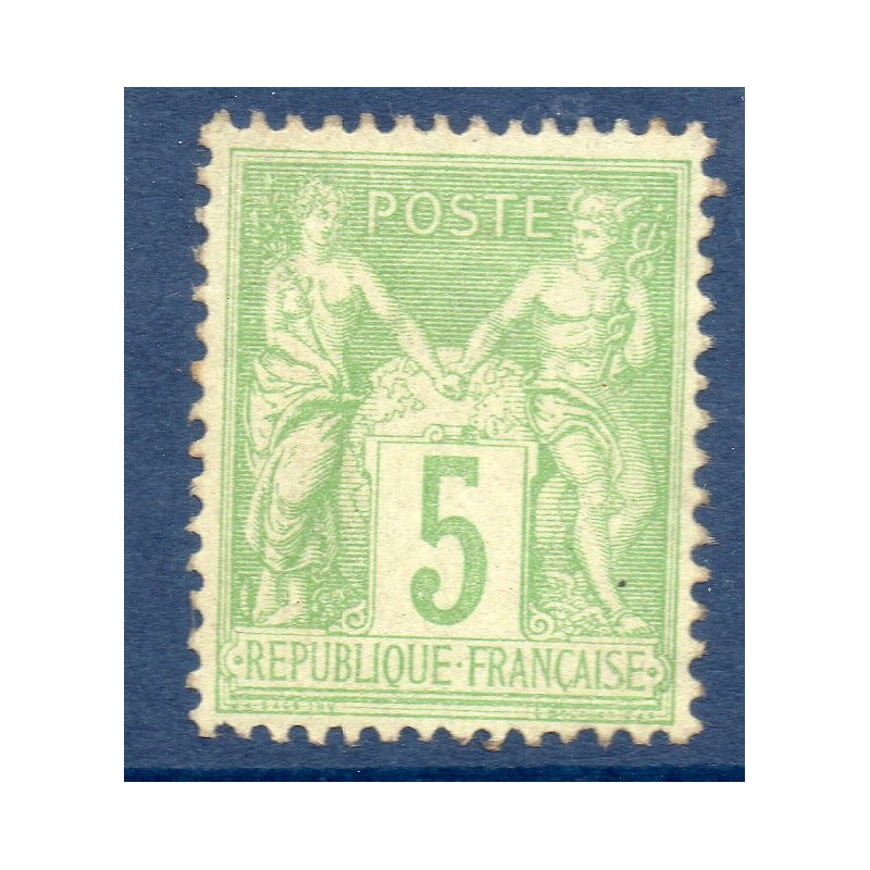 Timbre France Yvert No 106c Type II Sage 5c vert-jaune clair Neuf * sur charnière